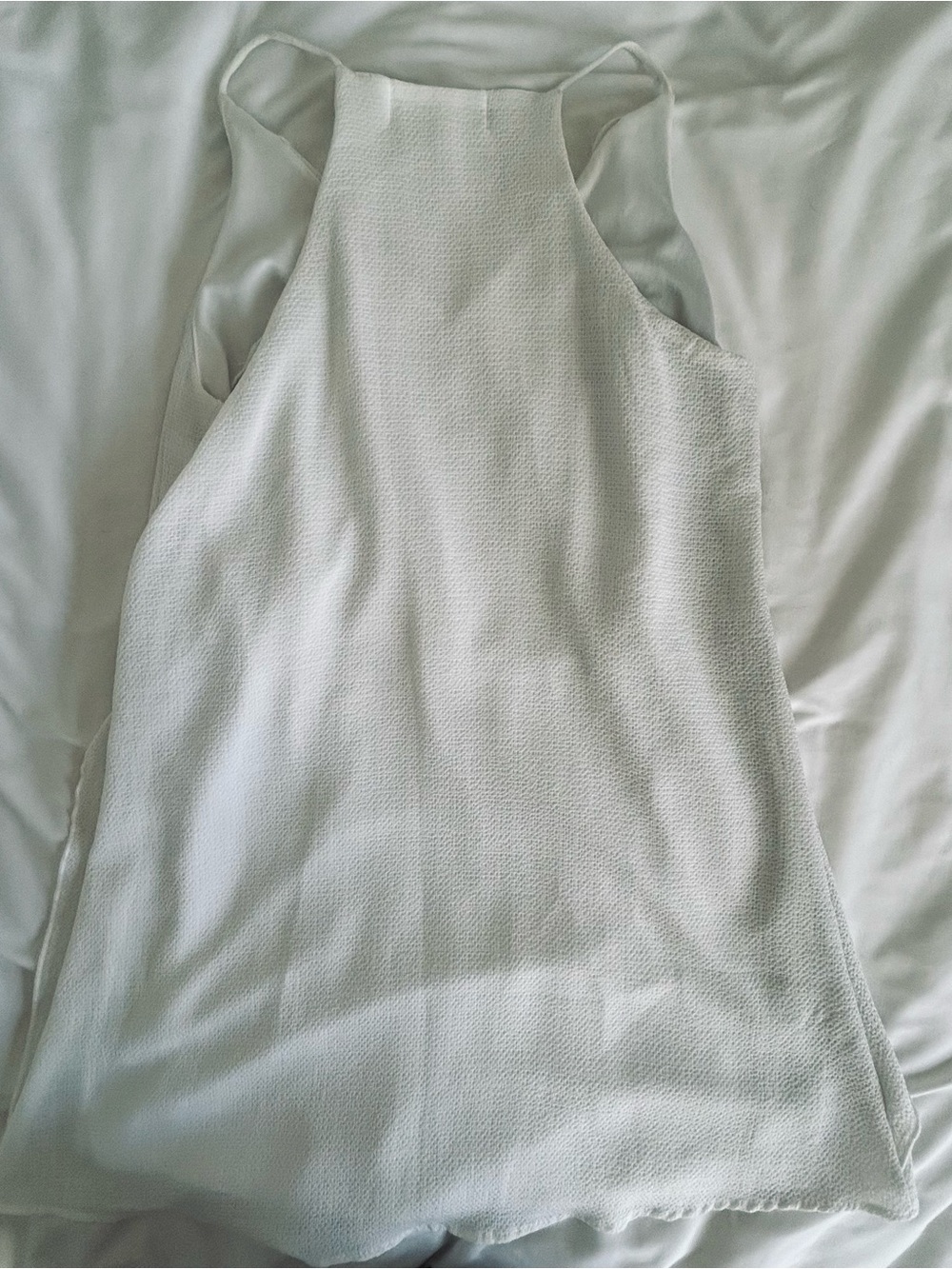 Impressions White Textured V-Neck Mini Dress - Picture 2 of 4
